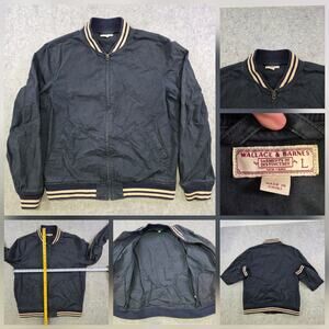 Wallace &‎ Barnes Jacket Mens Large Navy Cotton Bomber Varsity Full Zip Casual